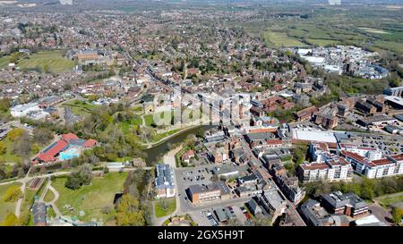 Tonbridge town in  Kent UK Aerial view Stock Photo