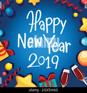 Happy new year 2019 card Stock Vector