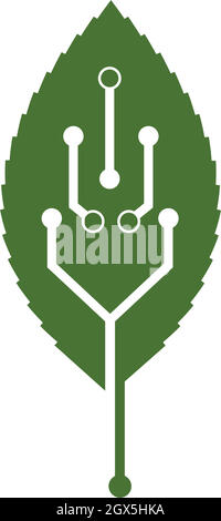 eco leaf circuit tech  vector icon Stock Vector