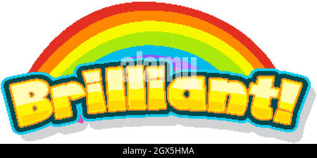 Font design for word brilliant with rainbow in background Stock Vector