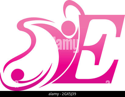 Letter E butterfly and success human icon logo design illustration Stock Vector
