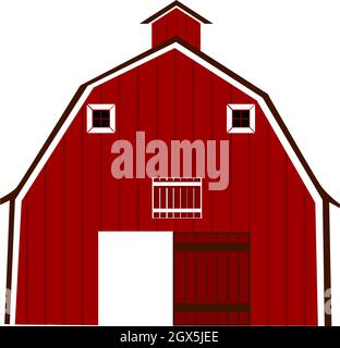 Gambrel Roof Barn house illustration Vector on white background Stock Vector