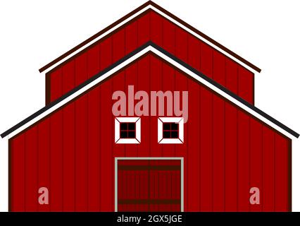 Red Barn house illustration Vector on white background Stock Vector
