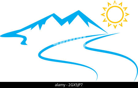 sun river logo icon vector illustration Stock Vector