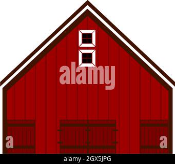 Red Barn house illustration Vector on white background Stock Vector