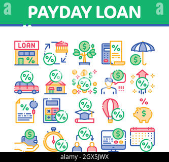 Payday Loan Collection Elements Icons Set Vector Stock Vector