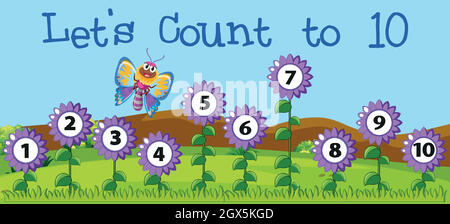 Let's count to 10 scene Stock Vector