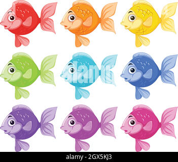 Set of colorful fish Stock Vector