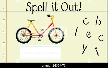 Spell English word bicycle Stock Vector