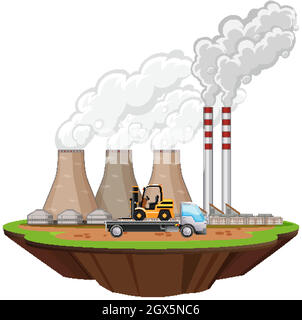 Scene with factory buildings and forklift on the site Stock Vector ...