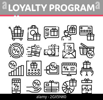 Loyalty Program For Customer Icons Set Vector Stock Vector