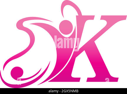 Letter K butterfly and success human icon logo design illustration Stock Vector