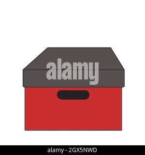 Illustration. Box with a lid. Red box on a white background Stock Photo