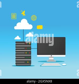 cloud technology flat vector illustration minimalist design Stock Vector