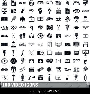 Video game icons set simple style Royalty Free Vector Image