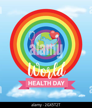 Poster design for world health day with rainbow in background Stock Vector