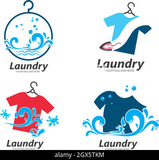 Laundry logo vector icon illustration design Stock Vector