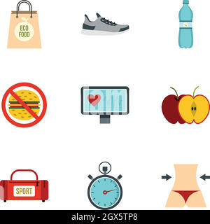 Fitness flat icons vector set Stock Vector Image & Art - Alamy