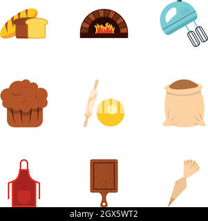 Bakery shop vector icons. Baked bread products icons Stock Vector Image ...