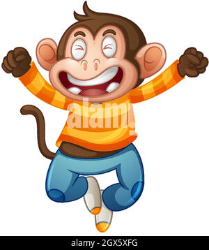 A cute monkey wearing t-shirt cartoon character isolated on white background Stock Vector