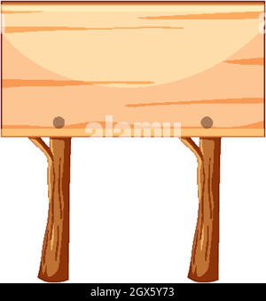 Wood blank banner in cartoon style on white background Stock Vector