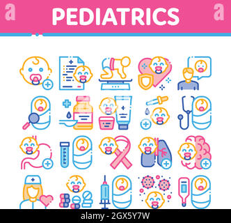 Pediatrics Medical Collection Icons Set Vector Stock Vector