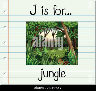 Flashcard letter J is for jungle Stock Vector