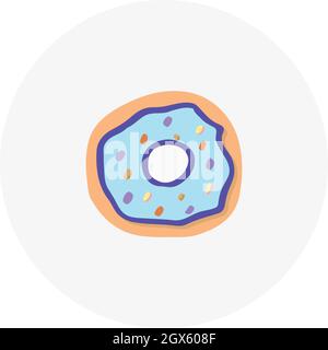 Hand-drawn donut. Doodle style vector illustration. Design element for postcards, invitations or oher graphic and web design. Stock Vector