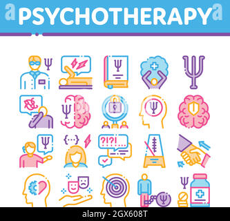 Psychotherapy Help Collection Icons Set Vector Stock Vector