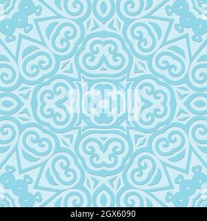 Floral seamless pattern with Mandala.Ethnic tiled ornament. Geometric print design. Vintage repeated background texture.Ceramic tiles texture. Stock Vector