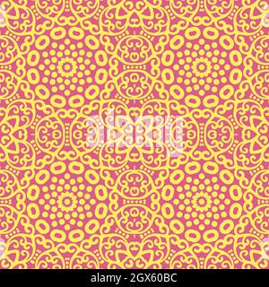 Floral seamless pattern with Mandala.Ethnic tiled ornament. Geometric print design. Vintage repeated background texture.Ceramic tiles texture. Stock Vector