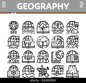 Geography Education Collection Icons Set Vector Stock Vector