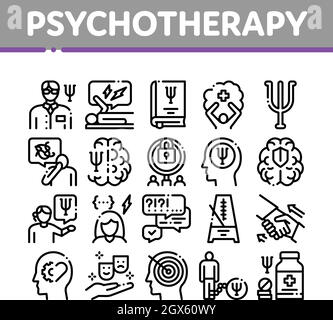 Psychotherapy Help Collection Icons Set Vector Stock Vector