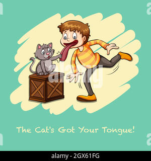 Cat got your tongue idiom Stock Vector