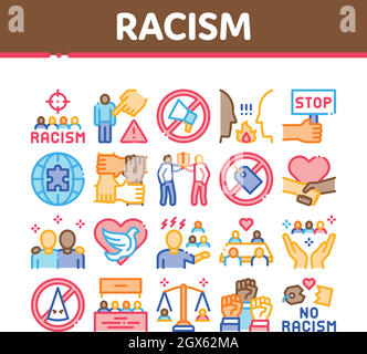 Racism Discrimination Collection Icons Set Vector Stock Vector