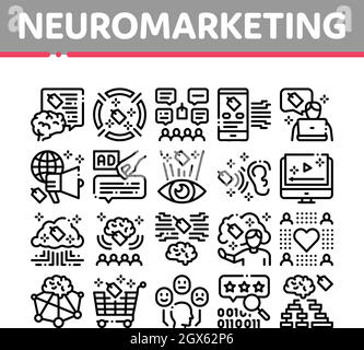 Neuromarketing Business Strategy Icons Set Vector Stock Vector