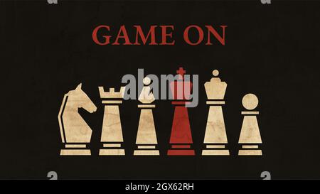 Chess Tournament Poster Design. Red and White outline pieces on black  background with piece name in typography. Old Vintage Style. Illustration  Artwor Stock Photo - Alamy