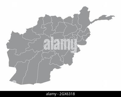 Afghanistan administrative map isolated on white background Stock Vector