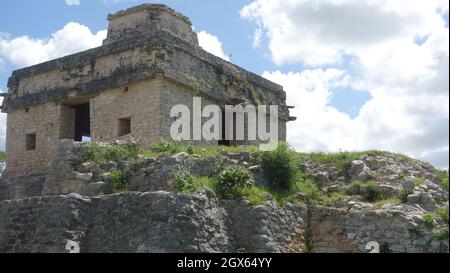 Mayan Archaeological Site Dzibilchaltun, the seven dolls house Stock Photo