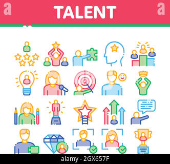 Human Talent Collection Elements Icons Set Vector Stock Vector