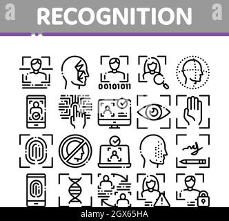 Recognition Collection Elements Icons Set Vector Stock Vector