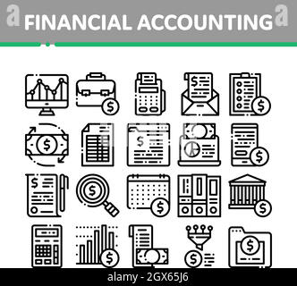 Financial Accounting Collection Vector Icons Set Stock Vector
