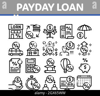 Payday Loan Collection Elements Icons Set Vector Stock Vector