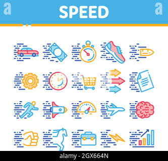 Motion Linear Icons Set. Speed. Flying Items. Fast Services. Thin Line  Contour Symbols. Isolated Vector Outline Illustrations Royalty Free SVG,  Cliparts, Vectors, and Stock Illustration. Image 105173551.