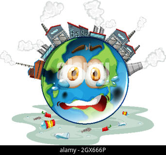 Global warming poster with factory on earth Stock Vector