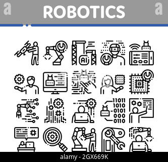 Robotics Master Collection Icons Set Vector Stock Vector