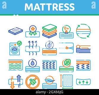 Mattress Orthopedic Collection Icons Set Vector Stock Vector