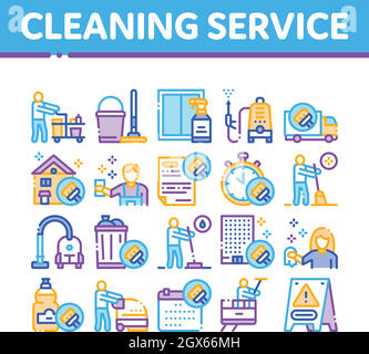 Cleaning Service Tool Collection Icons Set Vector Stock Vector