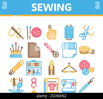 Sewing And Needlework Collection Icons Set Vector Stock Vector