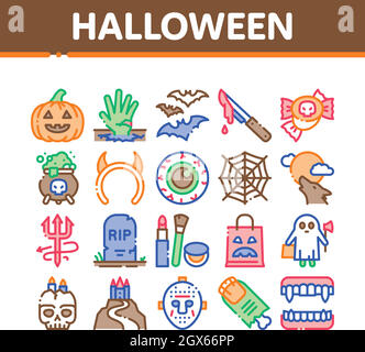 Halloween Celebration Collection Icons Set Vector Stock Vector